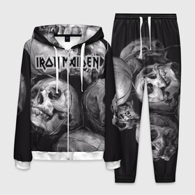 Мужской костюм 3D с принтом Iron Maiden в Новосибирске, 100% полиэстер | Манжеты и пояс оформлены тканевой резинкой, двухслойный капюшон со шнурком для регулировки, карманы спереди | бас | британия | брюс дикинсон | гитара | группа | дева | железная | метал | нико макбрэйн | рок | стив харрис | хеви | яник герс