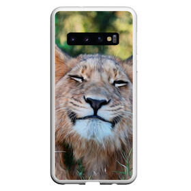 Чехол для Samsung Galaxy S10 с принтом Улыбка львицы в Новосибирске, Силикон | Область печати: задняя сторона чехла, без боковых панелей | Тематика изображения на принте: голова | животные | кот | кошка | лев | лицо | львица | прикол | прикольные | природа | смешные | тигр | тигрица | улыбается | улыбка | юмор