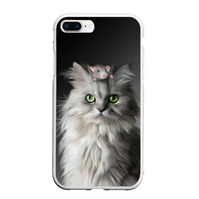Чехол для iPhone 7Plus/8 Plus матовый с принтом Кот и мышка в Новосибирске, Силикон | Область печати: задняя сторона чехла, без боковых панелей | животные | кот | котенок | кошка | крыса | мышка | мышь | перс | персидский кот | серый