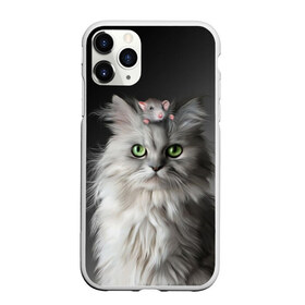Чехол для iPhone 11 Pro матовый с принтом Кот и мышка в Новосибирске, Силикон |  | животные | кот | котенок | кошка | крыса | мышка | мышь | перс | персидский кот | серый
