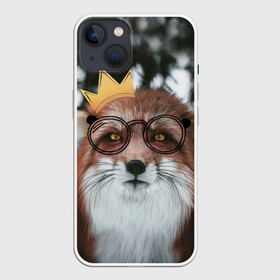 Чехол для iPhone 13 с принтом Лиса в Новосибирске,  |  | голова | животные | корона | лиса | лиса в  очках | лиса в короне | лисичка | лицо | мордочка | очки | прикол | природа | рыжая | смешные животные | юмор