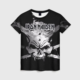 Женская футболка 3D с принтом Iron Maiden в Новосибирске, 100% полиэфир ( синтетическое хлопкоподобное полотно) | прямой крой, круглый вырез горловины, длина до линии бедер | бас | британия | брюс дикинсон | гитара | группа | дева | железная | метал | нико макбрэйн | рок | стив харрис | хеви | яник герс
