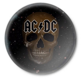 Значок с принтом AC/DC в Новосибирске,  металл | круглая форма, металлическая застежка в виде булавки | Тематика изображения на принте: австралийская | ангус янг | блюз | группа | малькольм янг | рок | рок н ролл | стиви янг | хард
