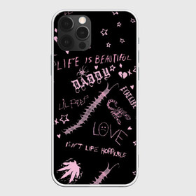 Чехол для iPhone 12 Pro с принтом LIL PEEP - Life Is Beautiful в Новосибирске, силикон | область печати: задняя сторона чехла, без боковых панелей | Тематика изображения на принте: beautiful | broken | daddy | dead | exclusive | heart | life | lil | lilpeep | music | peep | pump | rap | rapper | rip | tattoo | густав | лил | лилпип | мертв | память | пип | рип | рэп | рэпер | сердечко | сердце | тату | умер