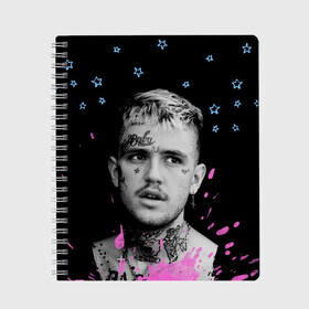 Тетрадь с принтом LIL PEEP - Runaway в Новосибирске, 100% бумага | 48 листов, плотность листов — 60 г/м2, плотность картонной обложки — 250 г/м2. Листы скреплены сбоку удобной пружинной спиралью. Уголки страниц и обложки скругленные. Цвет линий — светло-серый
 | Тематика изображения на принте: beautiful | broken | daddy | dead | exclusive | heart | life | lil | lilpeep | music | peep | pump | rap | rapper | rip | runaway | tattoo | густав | лил | лилпип | мертв | память | пип | рип | рэп | рэпер | сердце | тату | умер