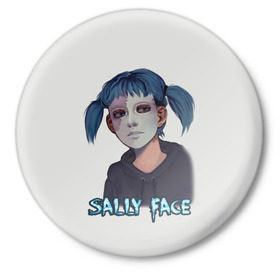 Значок с принтом Sally Face в Новосибирске,  металл | круглая форма, металлическая застежка в виде булавки | sally face | игра | компьютерная игра | лицо | маска | протез | салли фейс | школа | шрамы