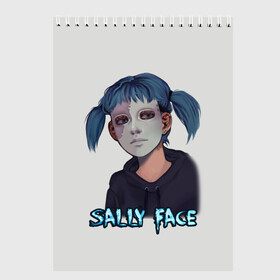 Скетчбук с принтом Sally Face в Новосибирске, 100% бумага
 | 48 листов, плотность листов — 100 г/м2, плотность картонной обложки — 250 г/м2. Листы скреплены сверху удобной пружинной спиралью | sally face | игра | компьютерная игра | лицо | маска | протез | салли фейс | школа | шрамы