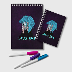 Блокнот с принтом Sally Face в Новосибирске, 100% бумага | 48 листов, плотность листов — 60 г/м2, плотность картонной обложки — 250 г/м2. Листы скреплены удобной пружинной спиралью. Цвет линий — светло-серый
 | Тематика изображения на принте: sally face | игра | компьютерная игра | лицо | маска | протез | салли фейс | школа | шрамы