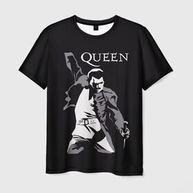 Мужская футболка 3D с принтом Queen в Новосибирске, 100% полиэфир | прямой крой, круглый вырез горловины, длина до линии бедер | queen | брайан мэи | британская | группа | джон дикон | королева | роджер тейлор | рок | фредди меркьюри