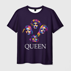 Мужская футболка 3D с принтом Queen в Новосибирске, 100% полиэфир | прямой крой, круглый вырез горловины, длина до линии бедер | Тематика изображения на принте: queen | брайан мэи | британская | группа | джон дикон | королева | роджер тейлор | рок | фредди меркьюри
