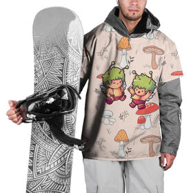 Накидка на куртку 3D с принтом Грибные человечки в Новосибирске, 100% полиэстер |  | mashrooms | в стиле марио | волшебные грибы | гриб | грибной узор | грибочки | девочка с грибом | красный гриб | мир грибов | паттерн грибы | поганки | психоделика | психоз