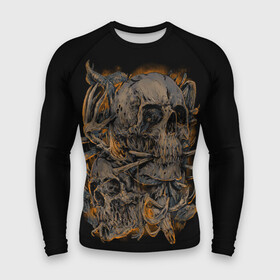 Мужской рашгард 3D с принтом Черепа в Новосибирске,  |  | dead | demon | devil | executioner | punisher | rap | rock | satan | skull | swag | каратель | палач | скелет | череп