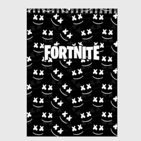 Скетчбук с принтом FORTNITE x MARSHMELLO в Новосибирске, 100% бумага
 | 48 листов, плотность листов — 100 г/м2, плотность картонной обложки — 250 г/м2. Листы скреплены сверху удобной пружинной спиралью | 2019 | armor | armour | cybersport | esport | fortnite | game | llama | logo | броня | игра | киберспорт | лама | фиолетовый | фирменные цвета | фортнайт