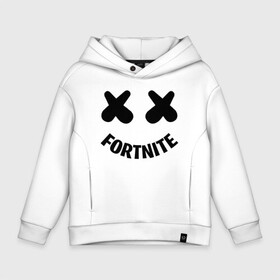 Детское худи Oversize хлопок с принтом FORTNITE x MARSHMELLO  в Новосибирске, френч-терри — 70% хлопок, 30% полиэстер. Мягкий теплый начес внутри —100% хлопок | боковые карманы, эластичные манжеты и нижняя кромка, капюшон на магнитной кнопке | 2019 | armor | armour | cybersport | esport | fortnite | game | llama | logo | броня | игра | киберспорт | лама | фиолетовый | фирменные цвета | фортнайт