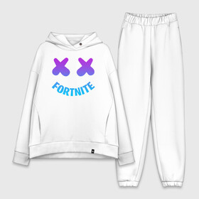 Женский костюм хлопок Oversize с принтом FORTNITE x MARSHMELLO NEON в Новосибирске,  |  | fnchap2 | fortnite | fortnite 2 | fortnite x | marshmello | ninja | ninja hyper streamer | ninja streamer | streamer | tyler blevins | маршмелло | ниндзя | фортнайт | фортнайт 2 | фортнайт глава 2