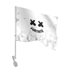 Флаг для автомобиля с принтом FORTNITE x MARSHMELLO в Новосибирске, 100% полиэстер | Размер: 30*21 см | 2019 | armor | armour | cybersport | esport | fortnite | game | llama | logo | броня | игра | киберспорт | лама | фиолетовый | фирменные цвета | фортнайт