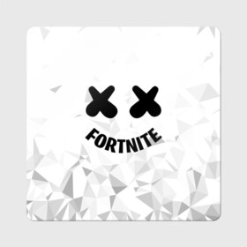 Магнит виниловый Квадрат с принтом FORTNITE x MARSHMELLO в Новосибирске, полимерный материал с магнитным слоем | размер 9*9 см, закругленные углы | 2019 | armor | armour | cybersport | esport | fortnite | game | llama | logo | броня | игра | киберспорт | лама | фиолетовый | фирменные цвета | фортнайт