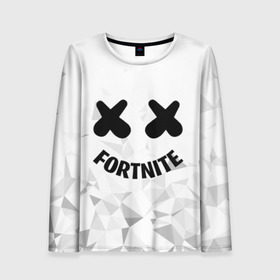 Женский лонгслив 3D с принтом FORTNITE x MARSHMELLO в Новосибирске, 100% полиэстер | длинные рукава, круглый вырез горловины, полуприлегающий силуэт | 2019 | armor | armour | cybersport | esport | fortnite | game | llama | logo | броня | игра | киберспорт | лама | фиолетовый | фирменные цвета | фортнайт