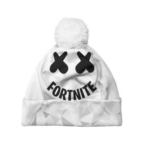 Шапка 3D c помпоном с принтом FORTNITE x MARSHMELLO в Новосибирске, 100% полиэстер | универсальный размер, печать по всей поверхности изделия | 2019 | armor | armour | cybersport | esport | fortnite | game | llama | logo | броня | игра | киберспорт | лама | фиолетовый | фирменные цвета | фортнайт