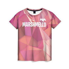 Женская футболка 3D с принтом Marshmello в Новосибирске, 100% полиэфир ( синтетическое хлопкоподобное полотно) | прямой крой, круглый вырез горловины, длина до линии бедер | chris comstock | electronic | joytime iii | marshmallow | marshmello | клубная | маршмелло | маршмеллоу | электронная музыка