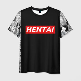 Мужская футболка 3D с принтом HENTAI в Новосибирске, 100% полиэфир | прямой крой, круглый вырез горловины, длина до линии бедер | ahegao | anime | kodome | manga | senpai | аниме | анимэ | ахегао | кодоме | манга | меха | сенпай | юри | яой