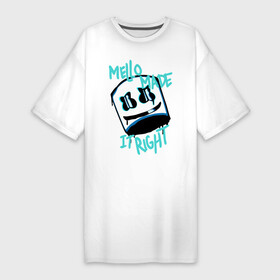 Платье-футболка хлопок с принтом Mello Made в Новосибирске,  |  | chris comstock | electronic | fortnite | joytime iii | marshmallow | marshmello | клубная | маршмелло | маршмеллоу | фортнайт | электронная музыка
