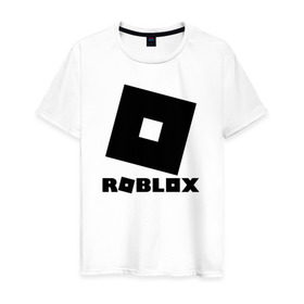 Мужская футболка хлопок с принтом ROBLOX в Новосибирске, 100% хлопок | прямой крой, круглый вырез горловины, длина до линии бедер, слегка спущенное плечо. | game | gamer | logo | minecraft | roblox | simulator | игра | конструктор | лого | симулятор | строительство | фигура