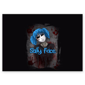 Поздравительная открытка с принтом Sally Face в Новосибирске, 100% бумага | плотность бумаги 280 г/м2, матовая, на обратной стороне линовка и место для марки
 | sally face | загадка | лицо | протез | салли фейс | соседи | странные | тайна | ужас | фишер