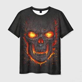 Мужская футболка 3D с принтом Skull Lava в Новосибирске, 100% полиэфир | прямой крой, круглый вырез горловины, длина до линии бедер | Тематика изображения на принте: dead | demon | devil | executioner | metal | punisher | rap | rock | satan | skull | swag | каратель | метал | палач | рок | скелет | череп