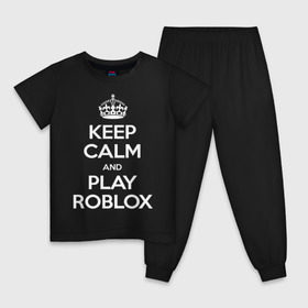 Детская пижама хлопок с принтом Keep Calm and Play Roblox в Новосибирске, 100% хлопок |  брюки и футболка прямого кроя, без карманов, на брюках мягкая резинка на поясе и по низу штанин
 | game | keep calm | logo | play roblox | roblox | детский | замолчи | заткнись | играй | кип калм | лого | логотип | надпись | ребенку | ребенок | роблокс