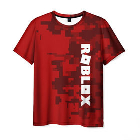 Мужская футболка 3D с принтом ROBLOX в Новосибирске, 100% полиэфир | прямой крой, круглый вырез горловины, длина до линии бедер | game | gamer | logo | minecraft | roblox | simulator | игра | конструктор | лого | симулятор | строительство | фигура