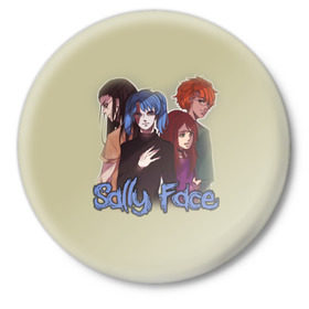 Значок с принтом Sally Face в Новосибирске,  металл | круглая форма, металлическая застежка в виде булавки | sally face | загадка | лицо | протез | салли фейс | соседи | странные | тайна | ужас | фишер