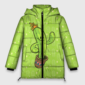 Женская зимняя куртка 3D с принтом Веселый кактус в Новосибирске, верх — 100% полиэстер; подкладка — 100% полиэстер; утеплитель — 100% полиэстер | длина ниже бедра, силуэт Оверсайз. Есть воротник-стойка, отстегивающийся капюшон и ветрозащитная планка. 

Боковые карманы с листочкой на кнопках и внутренний карман на молнии | веселый кактус | зеленый | иголки | кактусы | колючий | летний | лето | настроение | прикольный | радостный | счастье | цветок | цветы | эмоции