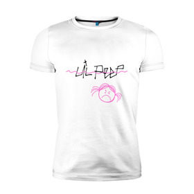 Мужская футболка премиум с принтом Lil Peep в Новосибирске, 92% хлопок, 8% лайкра | приталенный силуэт, круглый вырез ворота, длина до линии бедра, короткий рукав | gustav | lo fi | runaway | густав | лил | пип | пост эмо | реп | хип хоп | эмо рэп