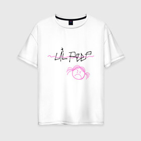 Женская футболка хлопок Oversize с принтом Lil Peep в Новосибирске, 100% хлопок | свободный крой, круглый ворот, спущенный рукав, длина до линии бедер
 | gustav | lo fi | runaway | густав | лил | пип | пост эмо | реп | хип хоп | эмо рэп