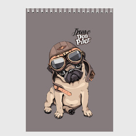 Скетчбук с принтом Brave dog pilot в Новосибирске, 100% бумага
 | 48 листов, плотность листов — 100 г/м2, плотность картонной обложки — 250 г/м2. Листы скреплены сверху удобной пружинной спиралью | Тематика изображения на принте: animal | beautiful | brave | childish | cute | dog | emblem | helmet | homemade | kid | pilot | pug | белый | детский | домашнее | животное | красивый | лётчик | малыш | милый | мопс | надпись | очки | пилот | рисунок | собака | текст | фон | хр