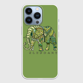 Чехол для iPhone 13 Pro с принтом Elephant в Новосибирске,  |  | african | animal | backgr | big | drawing | elephant | ethnic | flowers | graphics | heavy | ornament | pattern | trunk | tusks | wild | африканский | бивни | большой | графика | дикий | животное | зелёный | орнамент | рисунок | слон | тяжёлый | узор | фо