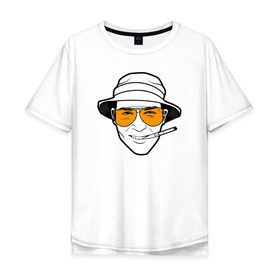 Мужская футболка хлопок Oversize с принтом Страх и ненависть в Лас-Вегасе в Новосибирске, 100% хлопок | свободный крой, круглый ворот, “спинка” длиннее передней части | кино | мужчина | очки | панама | стоктон | томпсон | фильм | хантер