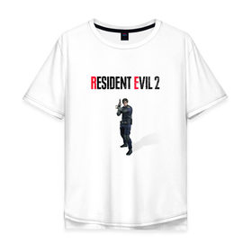 Мужская футболка хлопок Oversize с принтом Resident Evil 2 : Remake (Leon Kennedy) в Новосибирске, 100% хлопок | свободный крой, круглый ворот, “спинка” длиннее передней части | 