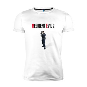 Мужская футболка премиум с принтом Resident Evil 2 : Remake (Leon Kennedy) в Новосибирске, 92% хлопок, 8% лайкра | приталенный силуэт, круглый вырез ворота, длина до линии бедра, короткий рукав | 