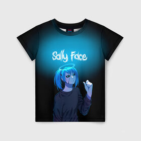 Детская футболка 3D с принтом Sally Face в Новосибирске, 100% гипоаллергенный полиэфир | прямой крой, круглый вырез горловины, длина до линии бедер, чуть спущенное плечо, ткань немного тянется | blue | diane | face | fisher | gizmo | henry | johnson | killer | larry | sally | генри | гизмо | джонсон | диана | ларри | лицо | салли | фейс | фишер