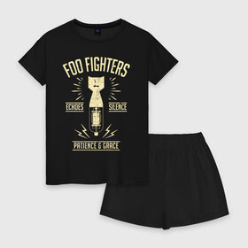 Женская пижама с шортиками хлопок с принтом Foo Fighters в Новосибирске, 100% хлопок | футболка прямого кроя, шорты свободные с широкой мягкой резинкой | foo fighters | nirvana | альтернативный рок | группы | дейв грол | музыка | постгранж | рок | хард рок