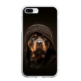 Чехол для iPhone 7Plus/8 Plus матовый с принтом Ротвейлер в капюшоне в Новосибирске, Силикон | Область печати: задняя сторона чехла, без боковых панелей | rottweiler | капюшон | молоссы | пастух | пёс | собака | щенок