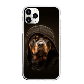 Чехол для iPhone 11 Pro матовый с принтом Ротвейлер в капюшоне  в Новосибирске, Силикон |  | rottweiler | капюшон | молоссы | пастух | пёс | собака | щенок