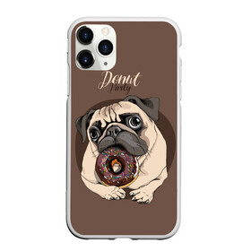 Чехол для iPhone 11 Pro матовый с принтом Donut party в Новосибирске, Силикон |  | animal | baking | breed | chocolate | dog | donut | dr | eating | homemade | looking | party | pug | sweetness | вечеринка | выпечка | графика | домашнее | животное | картинка | кушает | мопс | надпись | пончик | порода | рисунок | сладость