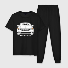 Мужская пижама хлопок с принтом Honda Accord 8 поколение в Новосибирске, 100% хлопок | брюки и футболка прямого кроя, без карманов, на брюках мягкая резинка на поясе и по низу штанин
 | accord 8 | honda | honda accord | honda accord 8