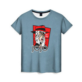 Женская футболка 3D с принтом JoJo в Новосибирске, 100% полиэфир ( синтетическое хлопкоподобное полотно) | прямой крой, круглый вырез горловины, длина до линии бедер | adventure | anime | bizarre | jojo | jojo’s | аниме | анимэ | джо | джо джо | джоджо | джонатан джостар | жожо | манга | невероятные приключения | пендлетон | стенд | хамон