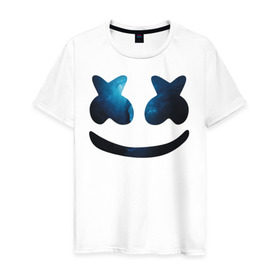 Мужская футболка хлопок с принтом Marshmello в Новосибирске, 100% хлопок | прямой крой, круглый вырез горловины, длина до линии бедер, слегка спущенное плечо. | chris comstock | electronic | joytime | marshmallow | marshmello | клубная | маршмелло | маршмеллоу | электронная музыка