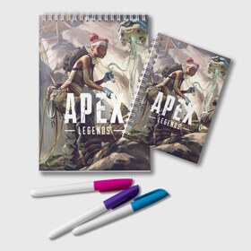 Блокнот с принтом APEX Legends в Новосибирске, 100% бумага | 48 листов, плотность листов — 60 г/м2, плотность картонной обложки — 250 г/м2. Листы скреплены удобной пружинной спиралью. Цвет линий — светло-серый
 | Тематика изображения на принте: 2 | 2019 | 3 | apex | game | legends | titanfall | игра | титанфолл