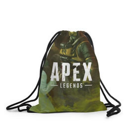 Рюкзак-мешок 3D с принтом APEX Legends в Новосибирске, 100% полиэстер | плотность ткани — 200 г/м2, размер — 35 х 45 см; лямки — толстые шнурки, застежка на шнуровке, без карманов и подкладки | 2 | 2019 | 3 | apex | game | legends | titanfall | игра | титанфолл